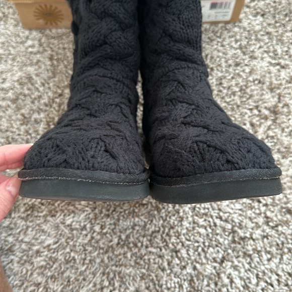 Ugg Mahalya tall black lace up tie sweater boots 7 - Picture 9 of 15